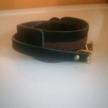 🌸Ceinture double cuir noir et marron croisée Taille 86cm Neuve 🌸