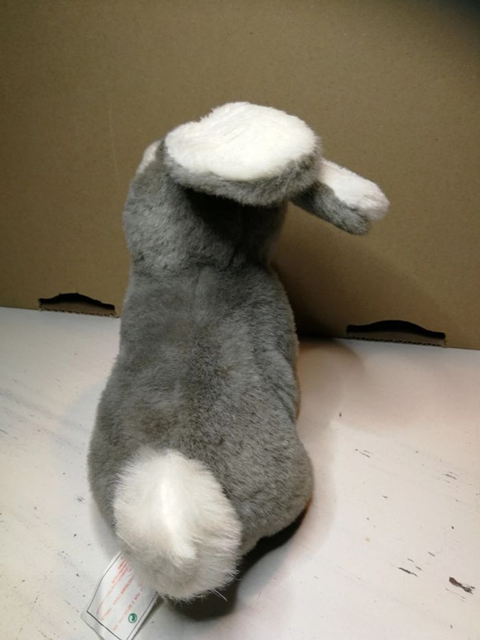 Peluche doudou lapin gris et blanc - photo numéro 3
