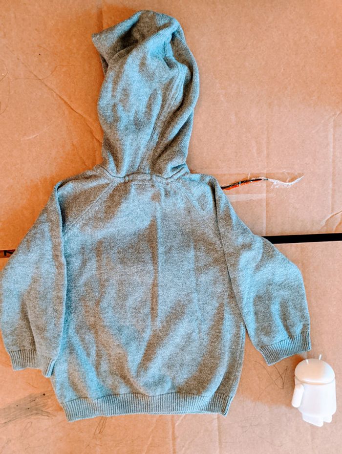 Mignon sweat tricot pull à capuche bulldog - 6 mois - photo numéro 3