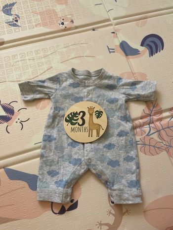 Pyjama nuage manches courtes gris garçon 3 mois