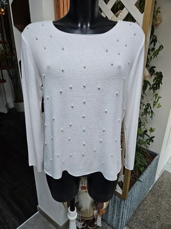 Zara pull blanc à perles taille L