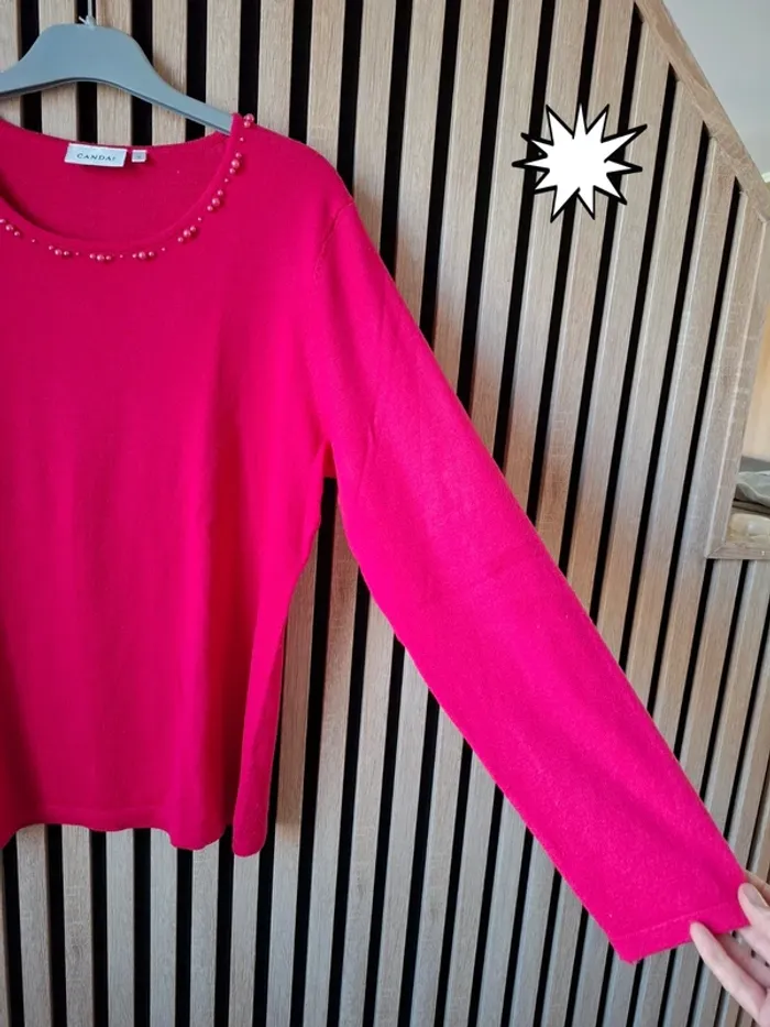 Pull rose framboise perlée Canda T 38 - photo numéro 2