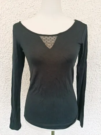 T-shirt manches longues noir cache-cache taille S
