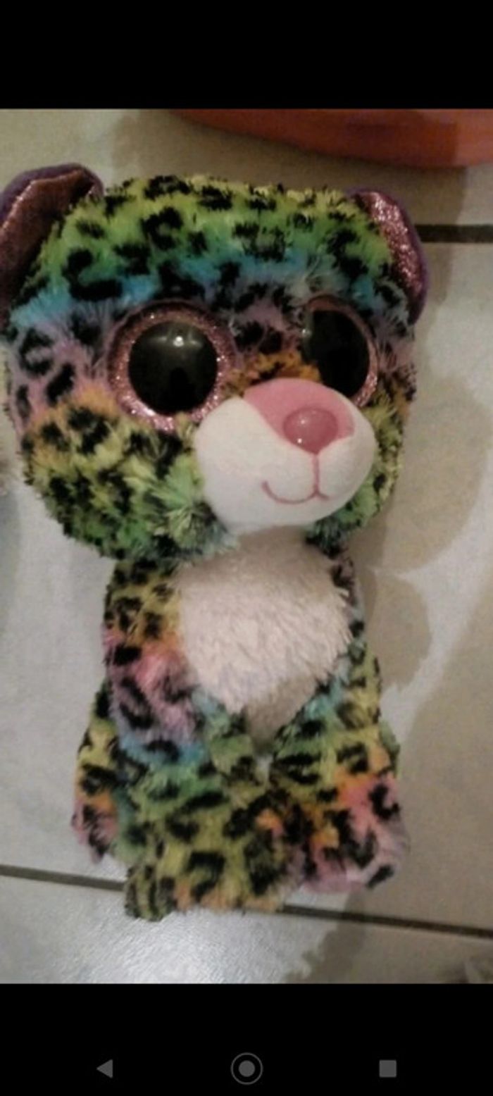 Grande peluche chat léopard multicolore Ty