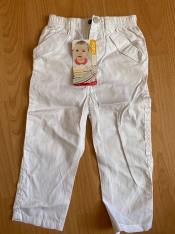 Beau pantalon blanc léger été T. 23 mois/86 cm mixte Orchestra neuf avec étiquette
