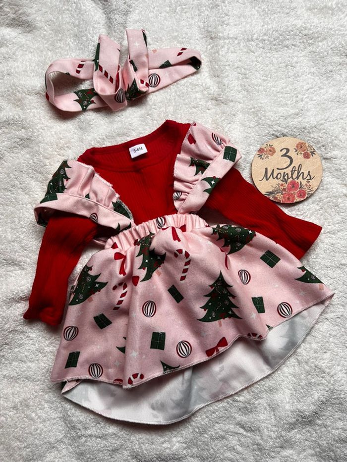 Ensemble body + salopette + bandeau 3 mois
