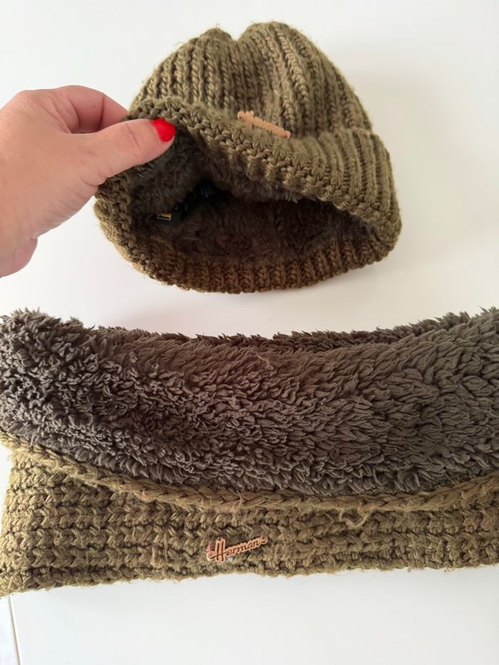 Tour de cou et bonnet kaki - photo numéro 2
