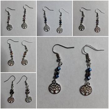 Boucles d'oreilles pendantes arbre de vie