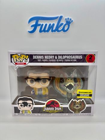 Funko Pop Jurassic Park Dennis Nedry & Dilophosaurus 2 Pack EE 🇺🇸