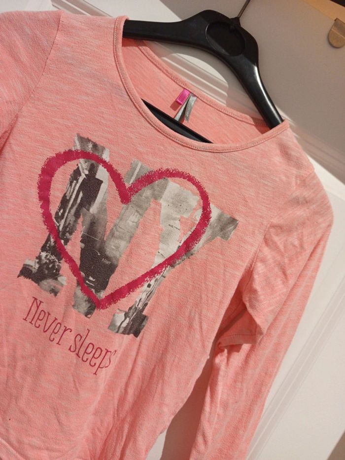 🔝 Tshirt manches longues Orchestra rose imprimé en coton et polyester taille 10 ans 140 cm - photo numéro 3