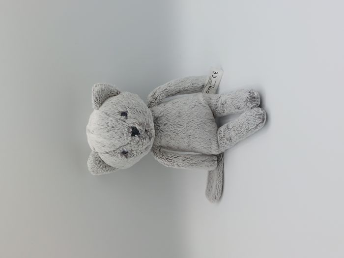 Peluche doudou chat gris chiné blanc CYRILLUS SIMBA TOYS 27 cm TBE