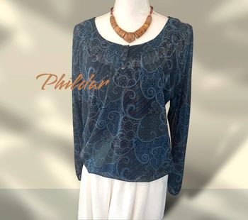 Blouse légère en voile imprimé motifs cachemire bleu taille XL marque Phildar