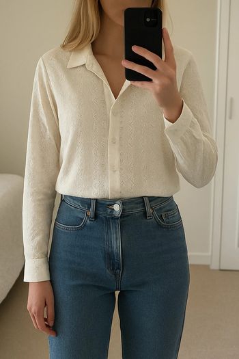 Chemise brodée ajourée blanche – Zara – Taille L