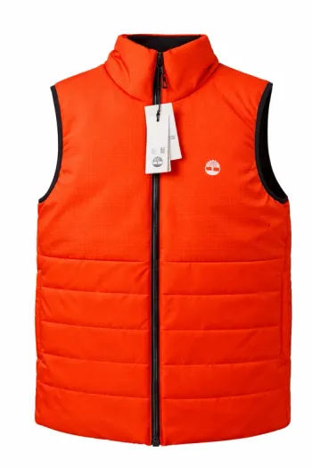 Doudoune sans manches Timberland rouge neuve avec étiquette – gilet matelassé hiver streetwear S·Neu