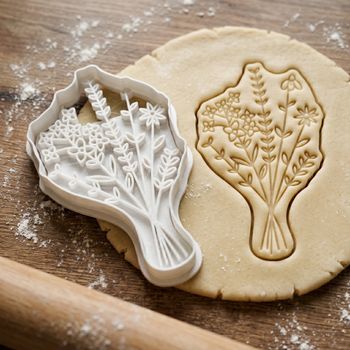 Emporte-pièce Bouquet de Fleurs avec Tampon pour Biscuits, Sablés et Pâte à Sucre