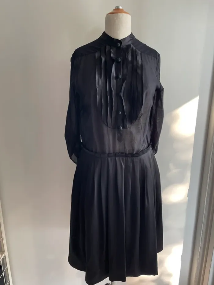 Robe noire boutonnée 3.1 Phillip Lim T36 (US4) coton & soie chic - photo numéro 2