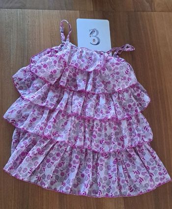 Robe à volants violet et rose _ 3 ans 98 cm _ tissaia