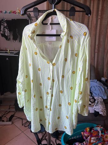 Chemise ML smiley jaune fluo