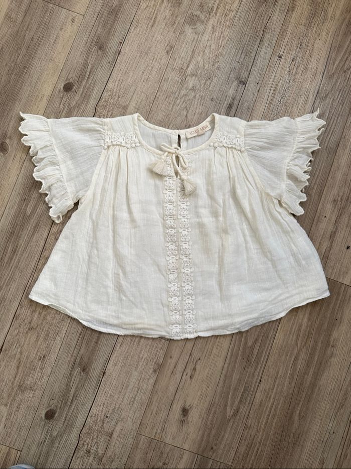 Blouse  Louise misha à pompons  blanc cassé 4 ans