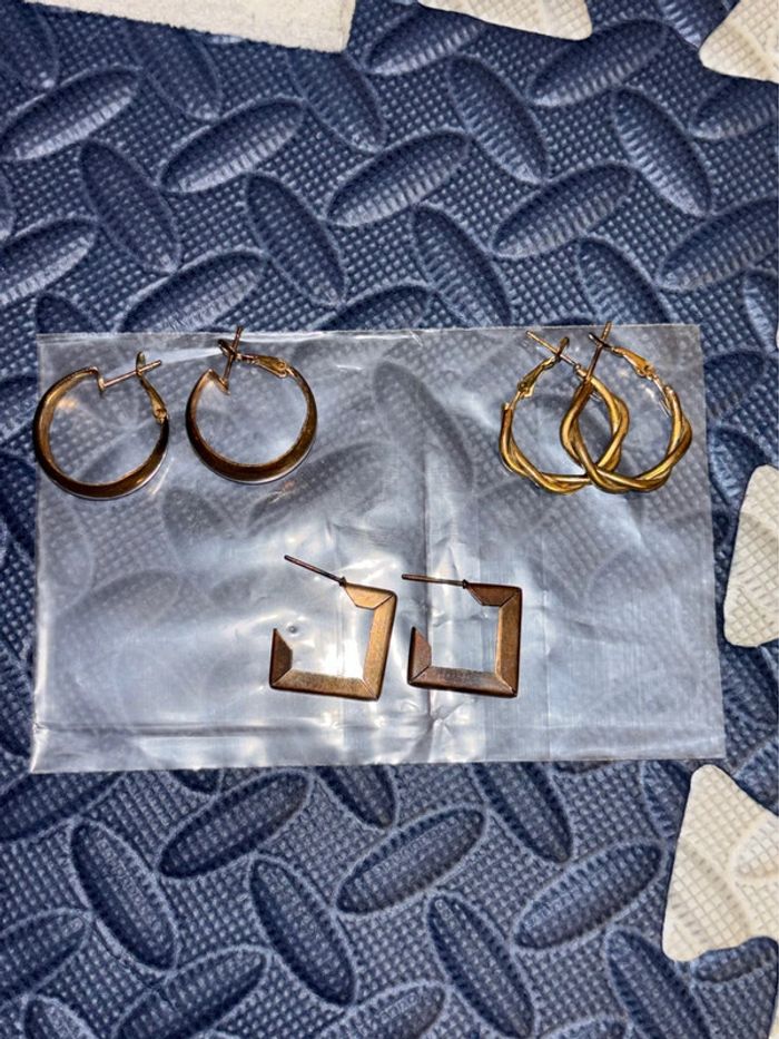 Lot de 3 boucles d’oreilles dorées, cuivrées - photo numéro 8