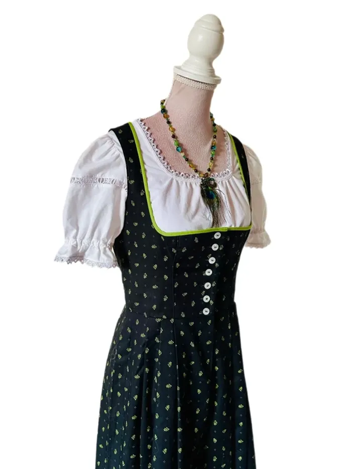 🌿Robe traditionnelle autrichienne Dirndl trachten Wenger S/36 cottagecore Oktoberfest long dress🌿 - photo numéro 4
