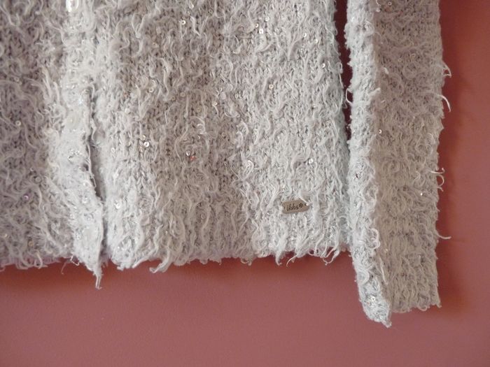 Gilet Fille ikks 10 ans TBE gris perle maille douce et chaude manches longues - photo numéro 3
