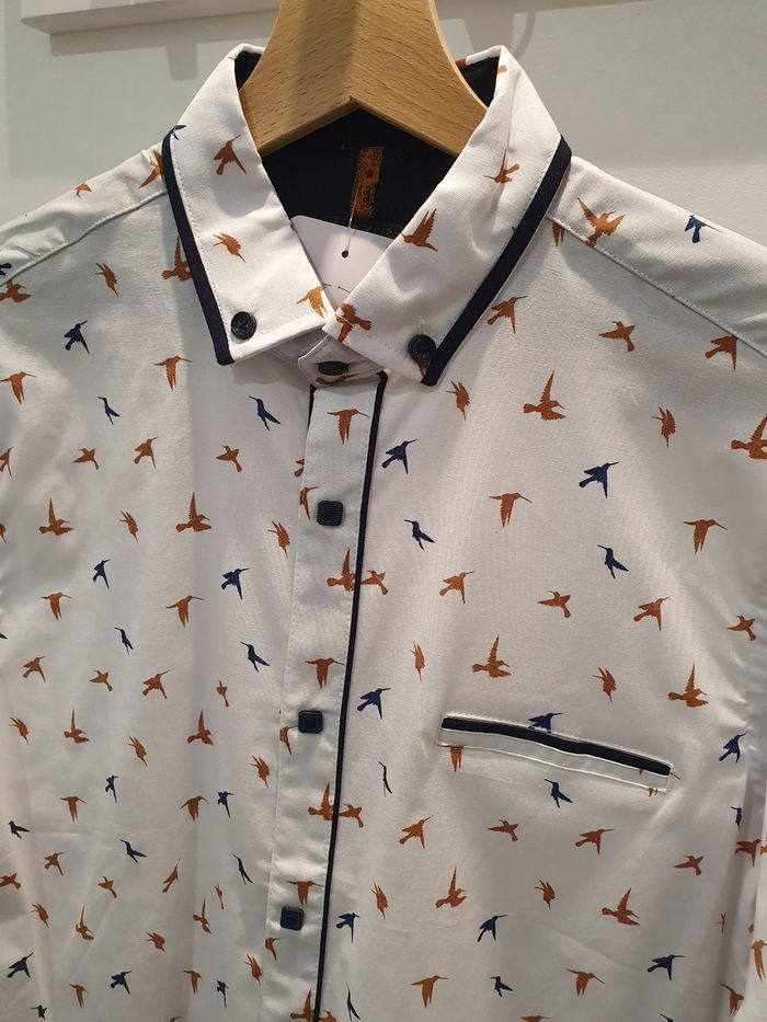 Chemise Anvers blanc/oiseaux Taille S (taille petit) - photo numéro 2