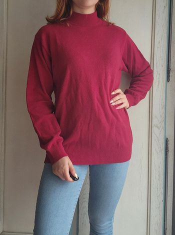 Pull en laine rouge col montant Afibel