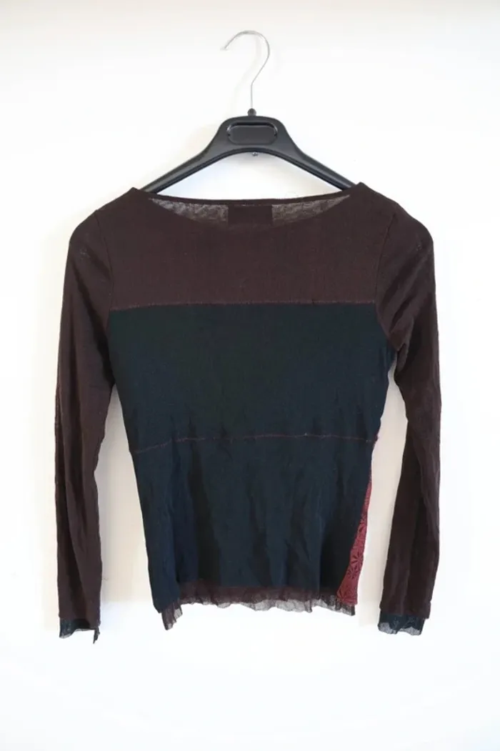 C55 blouse marron / bordeaux One step 40 - photo numéro 2