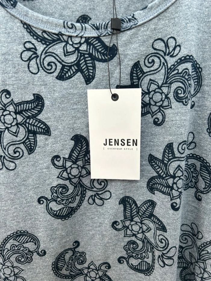 Débardeur gris motifs baroque bleu foncé - jensen en coton taille L neuf - photo numéro 2