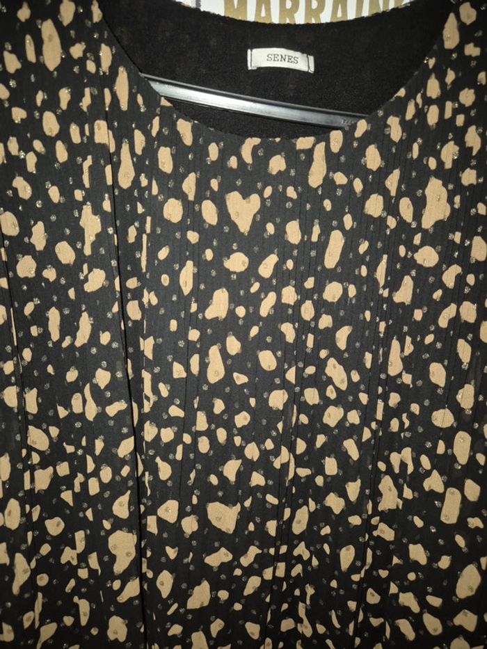 Très joli blouse longue ou robe plissée motif léopard Senes taille 46 - photo numéro 5