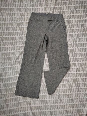 Pantalon droit gris ajusté jambes larges en lin Naf Naf taille 36