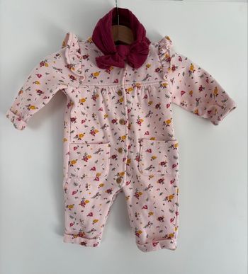 Combinaison fleurie bébé fille avec bandeau