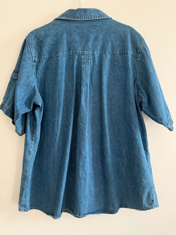 Chemise en jean denim manches courtes Sage collection vintage usa taille L top état - photo numéro 5