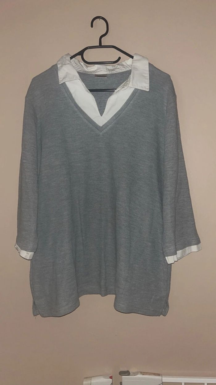 Pull chemise gris