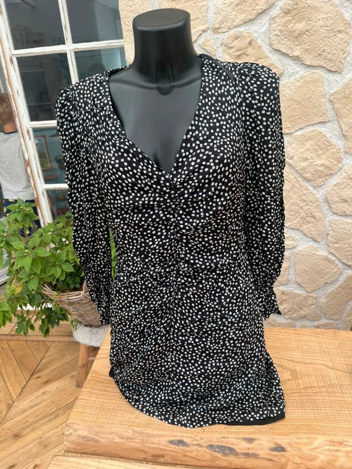 Robe noire et blanChe à fleurs mango taille L 40 femme - photo numéro 5