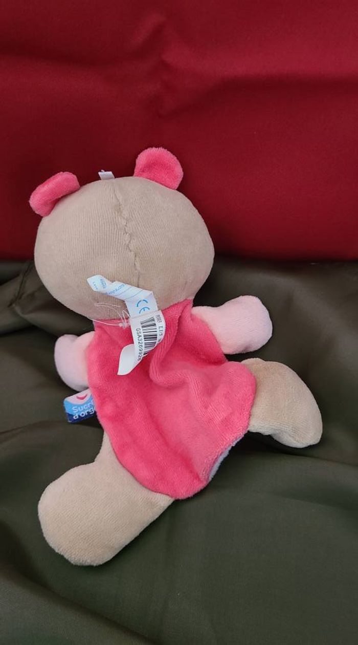 Sucre d'orge Magidoux doudou plat ours blanc rose marron étoile - photo numéro 2