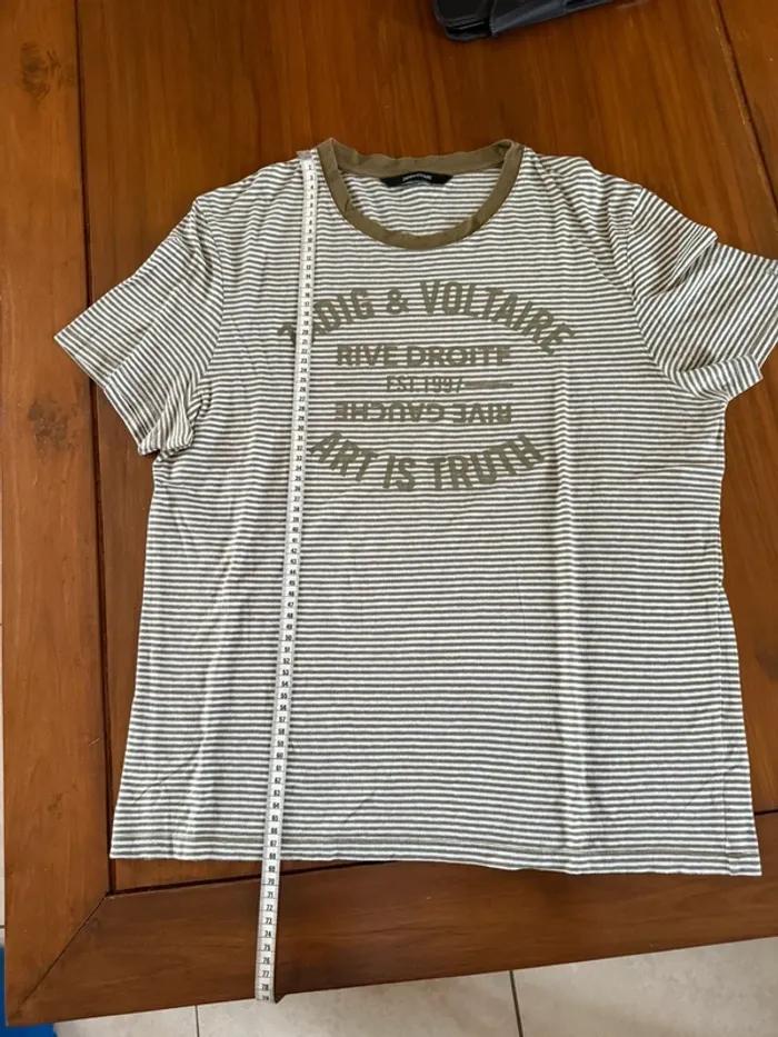 T-shirt marinière Zadig & Voltaire kaki - Taille M - photo numéro 8