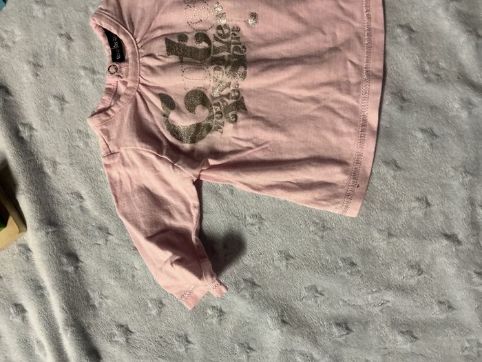 teeshirt manches longues rose inscription argent ouverture totale au dos 1 mois les p'tits babies - photo numéro 4