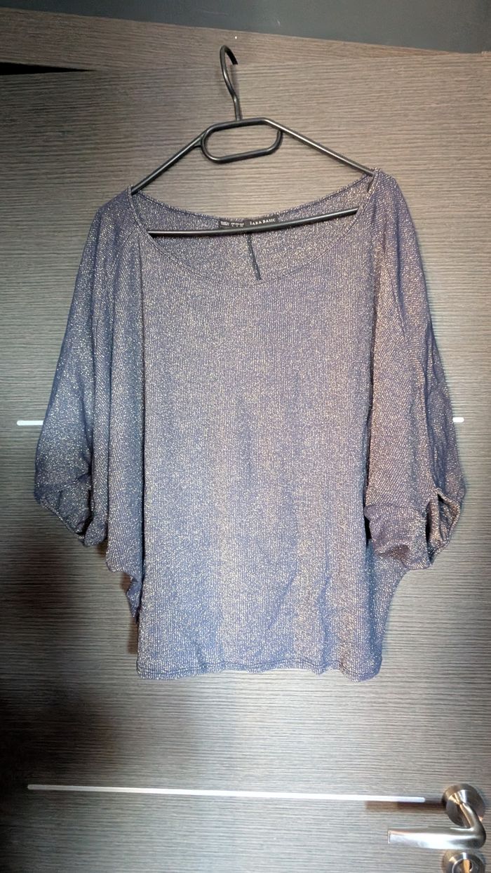 Pull de fête bleu brillant Zara