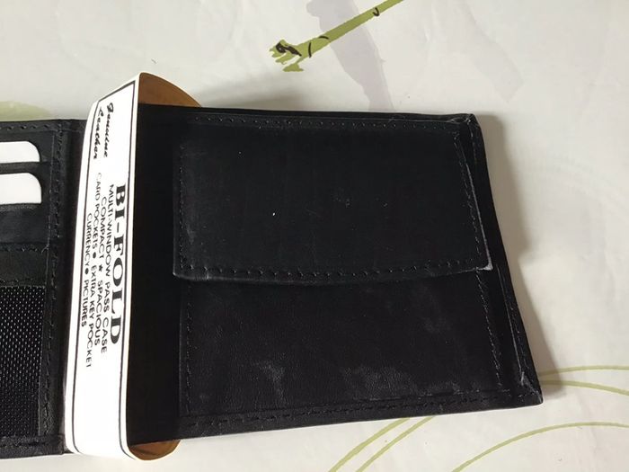 Porte feuille compact en cuir noir - photo numéro 4