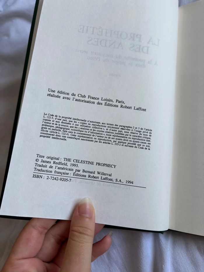 Livre La Prophétie des Andes – James Redfield – Édition France Loisirs – Roman initiatique spirituel - photo numéro 8