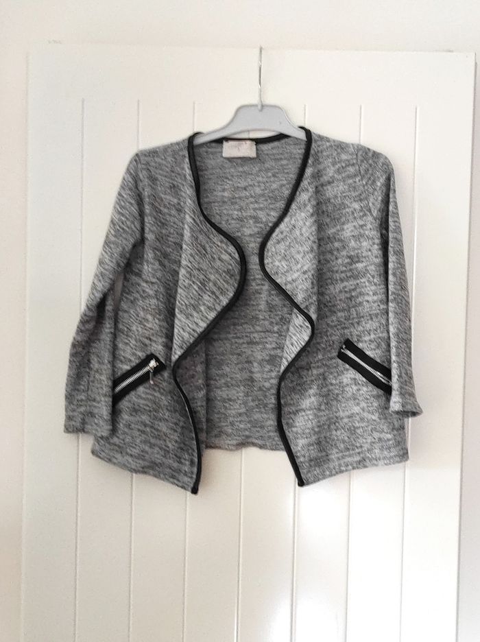Gilet fille 6 ans – style veste gris moucheté - photo numéro 2