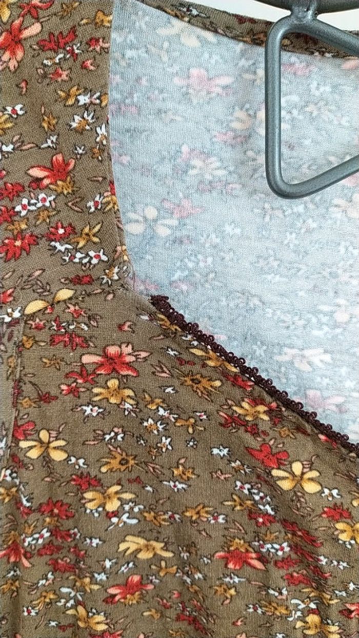 Robe décolletée été légère marron fleur S - photo numéro 5