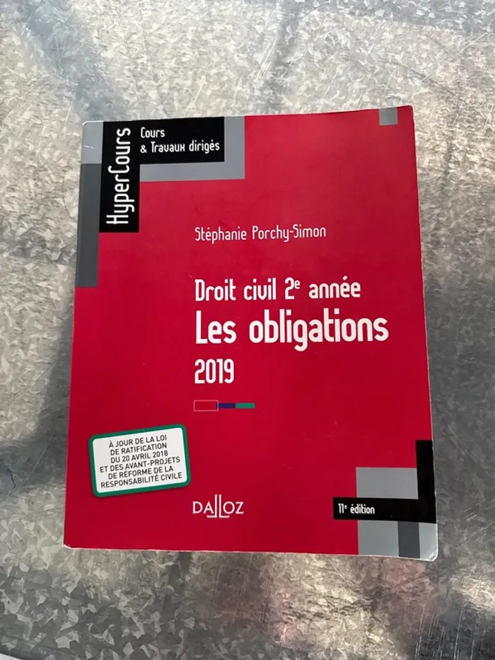 Livre droit civil, deuxième année, les obligations, 2019