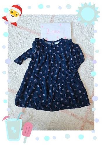 Robe fille bleu marine fleuri style liberty printemps taille 3 ans jolis