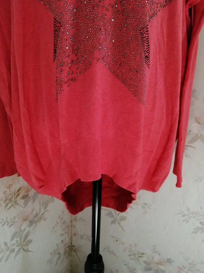 Tunique corail à manches chauve-souris et étoile en strass / laetitia mem / (TU) - photo numéro 4