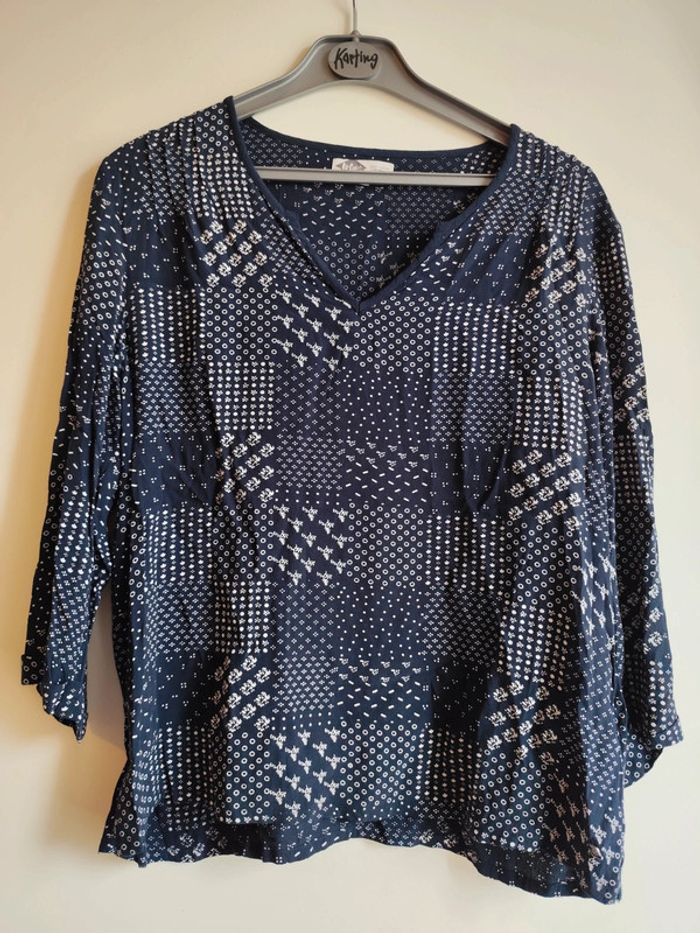 Blouse bleu marine à petits motifs blancs taille XL Lee Cooper