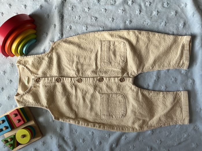 combinaison salopette en velours beige 3/6 mois united colors of benetton - photo numéro 3