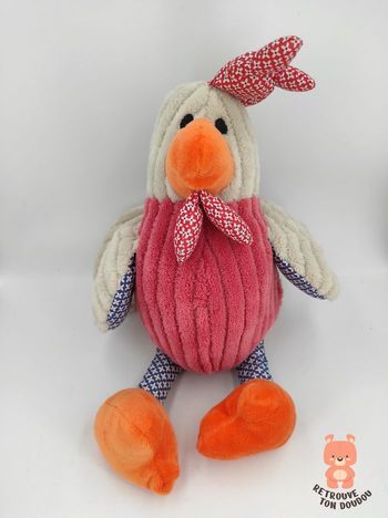 Doudou Poule Coq rouge CA Crédit Agricole
